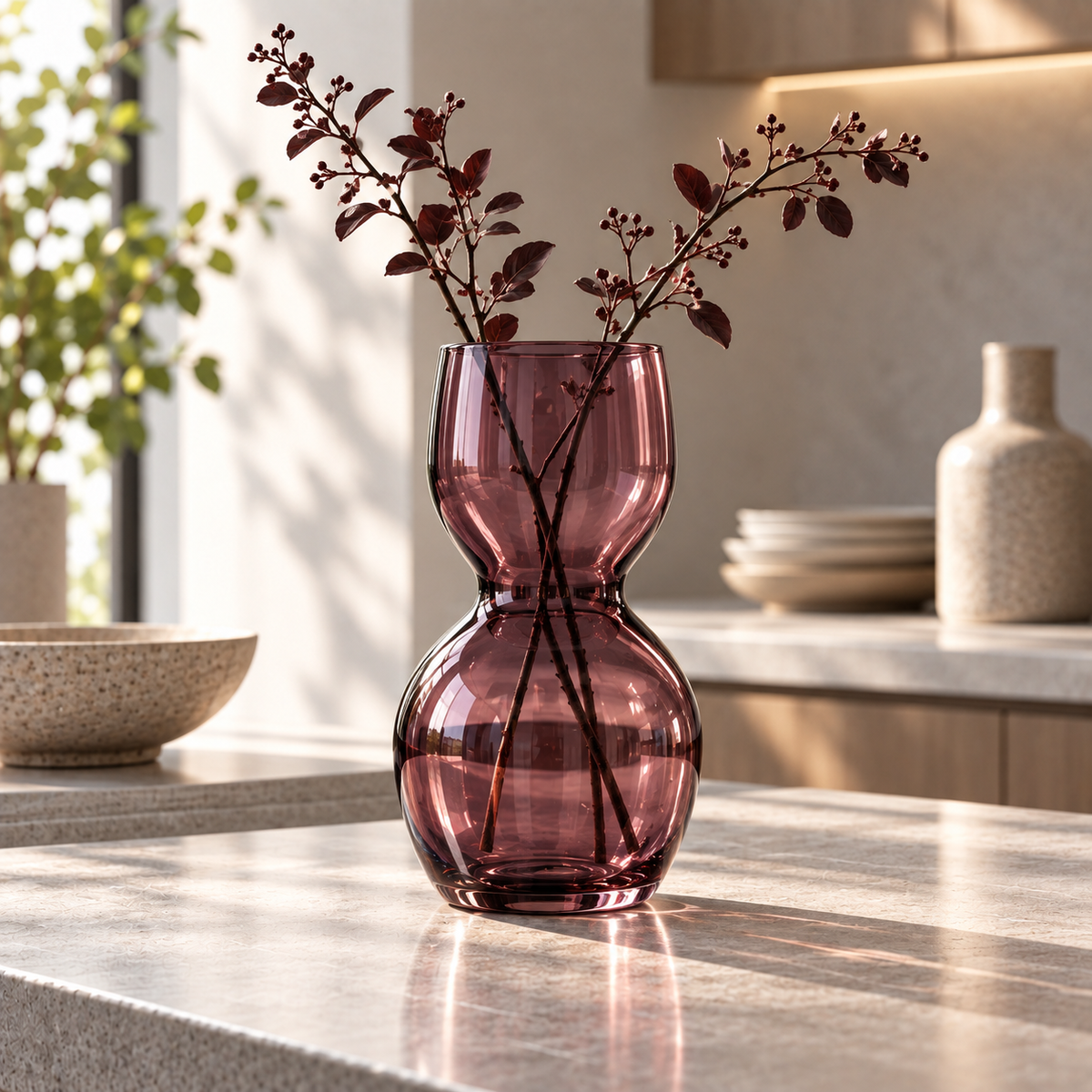 Merlot Hourglass Glass Vase