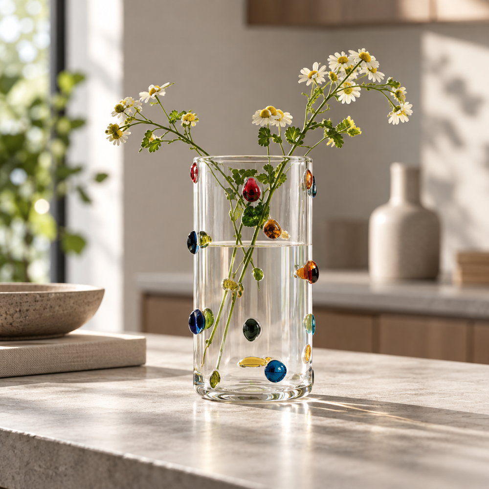 Confetti Bead Glass Vase