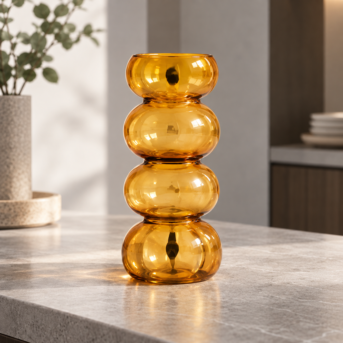 Amber Orb Stack Glass Vase
